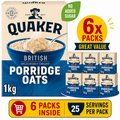 6x 1kg Quaker British Porridge Rolled Breakfast Oats