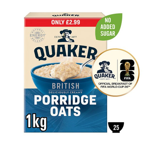 6x 1kg Quaker British Porridge Rolled Breakfast Oats